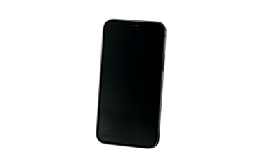 Black smartphone with blank screen isolated on white background, minimalistic closeup style, ideal for tech design or product layout. Ai generative