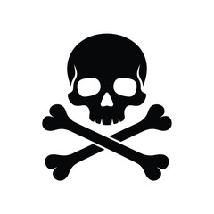 Classic black skull and crossbones symbol of danger