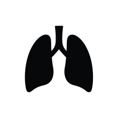 Black silhouette of human lungs on white background
