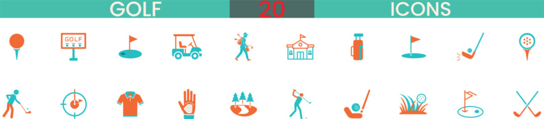 Golf icon set professional sport collection graphics vector