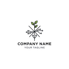 Green Technology and Digital Growth Logo featuring a Modern Sprout and Circuitry Design, Symbolizing Sustainable Innovation, Biotechnology, and Agriculture, Flat Vector Elements, Vector Illustration,