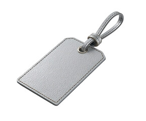 Fototapeta premium A single silver glitter luggage tag with a leather loop, isolated on a transparent background, perfect for travel and personal accessory collections