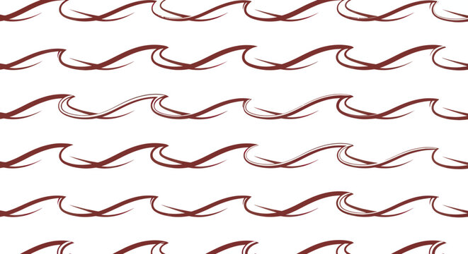 Pattern of stylized, simple, dark maroon waves on a white background