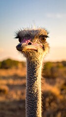 Close-up of an ostrich head and neck