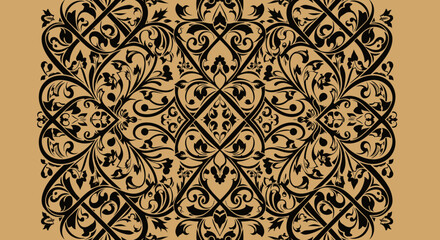Detailed floral arabesque with interwoven vines and scrollwork