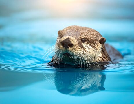 Close-up of an otter swimming in water