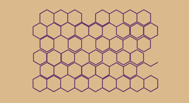 Purple hexagons tessellate on tan background