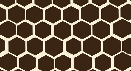 Honeycomb pattern, brown hexagons, light borders, seamless repeat