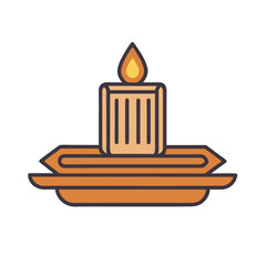 Handcrafted wooden rectangle candle tray outline symbol, white background.