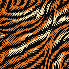 Wild tiger skin vectand illustration with striped animal fur texture background, perfect fand wallpaper, fabric, tile patterns, and artistic prints.