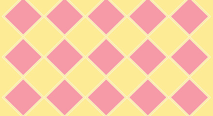 Repeating pink diamond pattern on pale yellow background