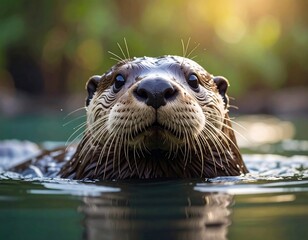 Close-up of an otter's head above water (1)