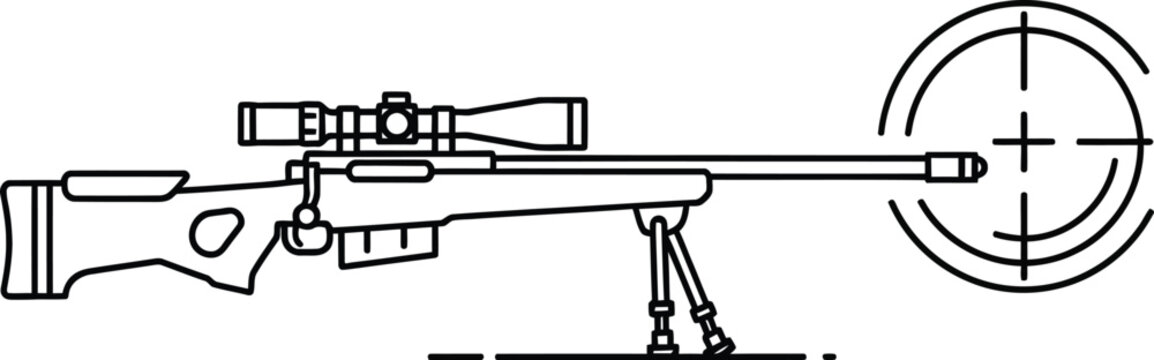 Gun outline with target vector illustration icon 