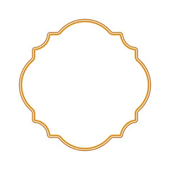 Golden vignette 3d border. Geometric shiny ornamental frame with ornate golden decoration. For certificates, awards, stamps, labels, badges, various design. Vector illustration