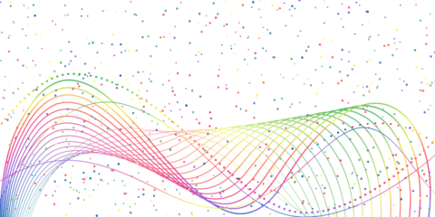 Rainbow wave. Vibrant rainbow waves with colorful dots. dynamic abstract background for creativity, technology, or festive design.