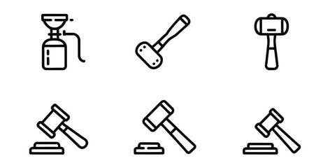Obraz premium Set of Hammer and Gavel Icons for Justice and Authority