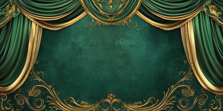 Green background with golden decoration, an elegant and luxurious style, high resolution