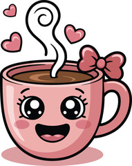 A cute smiling mug with a happy face isolated on transparent background