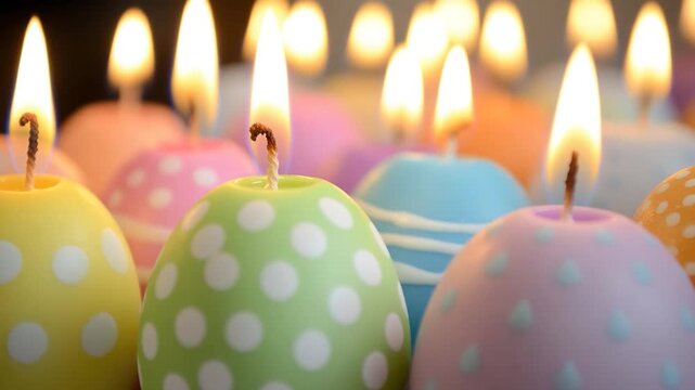 A line of candles placed side by side, perfect for decoration or photography props