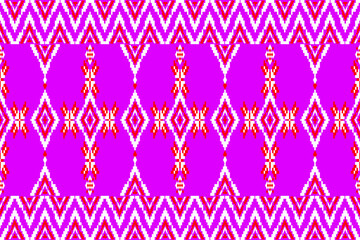 seamless pattern with hearts
cross-stitch border pattern. This folk art design features large repeating diamond and abstract star motifs in bright red and neon white against a vibrant pink (fuchsia) 