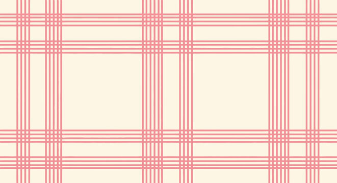 Light cream background with coral pink plaid pattern