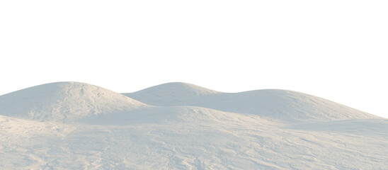 Winter Snowy Hills Frozen Landscape with White Terrain. 3D rendering.