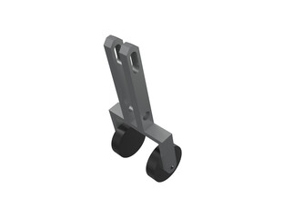 Hi-Res 3D Render: Precision Gray Mechanical Roller Bracket Assembly Component. Critical for CNC Machinery, V-Slot Linear Guide Systems, and Heavy Industrial Automation Projects. Isolated Transparent