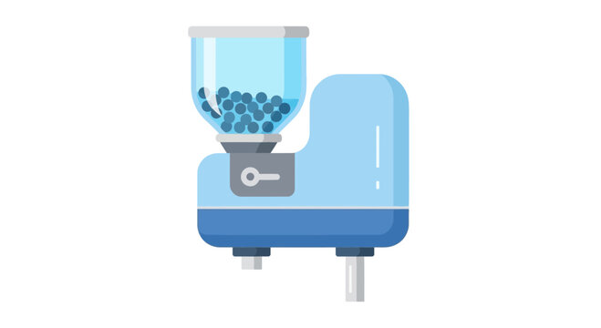 Gumball machine illustration with blue color scheme and simple style