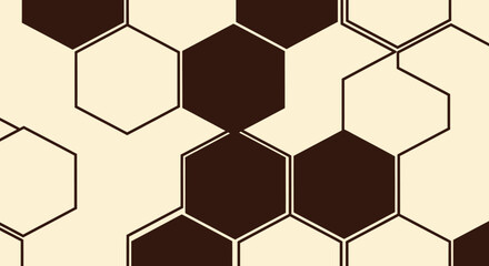 Hexagon pattern with brown shapes and beige background