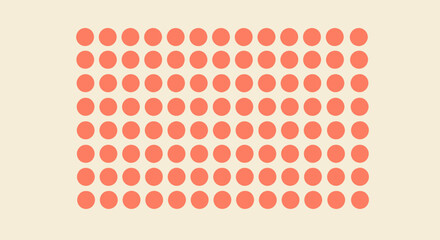 Peach dots neatly arranged in rows and columns on a beige background