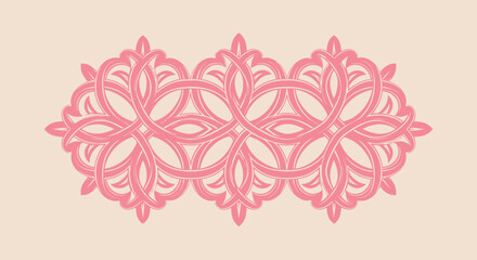 Pink abstract ornate floral design on pale background