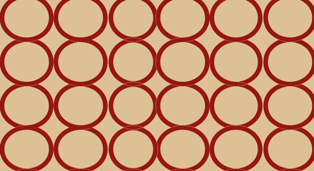 Repeated pattern of red circles arranged in rows on a beige background