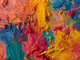 Vibrant Abstract Textured Paint Strokes of Yellow and Blue