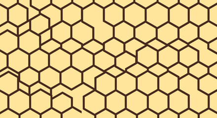 Hexagonal grid with brown lines on light yellow fill