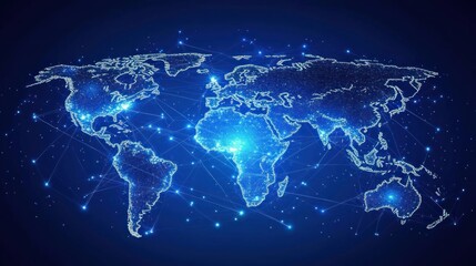 Global network concept abstract illustration blue background connectivity