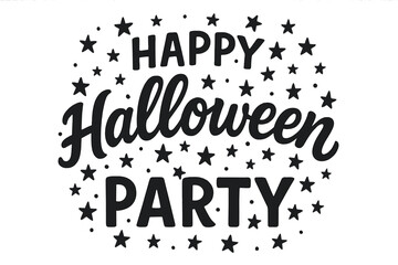 Happy Halloween Party lettering. Hand drawn typographic poster design with calligraphy text and stars. Vector illustration for a spooky fun celebration. Flyer, invitation template.