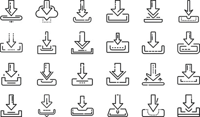 Bundle Minimal Line Icon Of A Download Arrow Eps 8