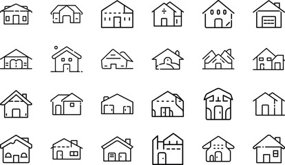 Bundle Minimal Line Icon Of A House Eps 12