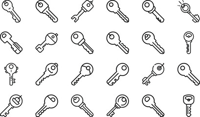 Bundle Minimal Line Icon Of A Key Eps 13