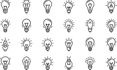 Bundle Minimal Line Icon Of A Light Bulb Eps 15