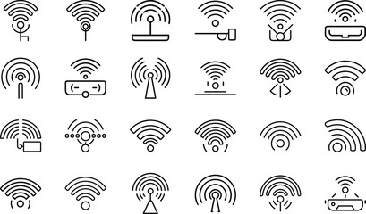 Bundle Minimal Line Icon Of A Wifi Signal Eps 23