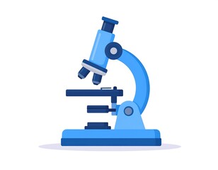 Blue microscope icon.  Simple illustration
