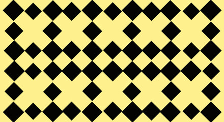 Diamond pattern of black and pale yellow squares arranged in rows, creating a geometric, repeating design