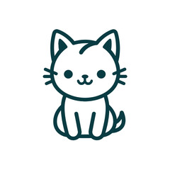 Cute cartoon kitten sitting with big eyes and whiskers