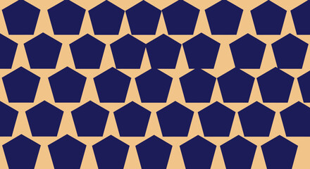 Repeated blue pentagons on beige background