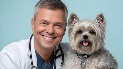 man doctor with dog