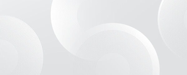 Fototapeta premium Abstract white glowing geometric lines on gray background. Modern shiny blue circle lines pattern. Futuristic technology concept. Suit for cover, poster,