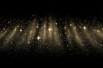 The dust sparks and golden stars shine with special light. Vector sparkles on a transparent background. Christmas light effect. Sparkling magical dust particles.