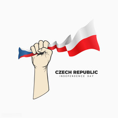 Happy Czech Republic Independence Day October 28th with hands holding the flag
