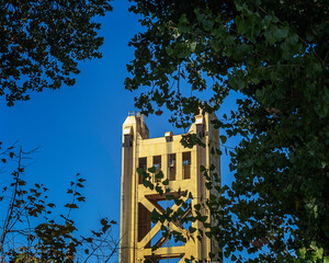 Sacramento, CA, USA &ndash; September 16, 2025: The Tower Bridge seen through the branches of a tree in Sacramento, CA.